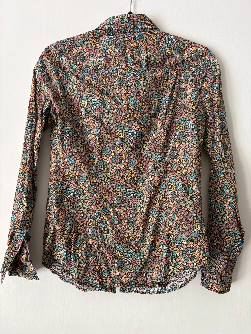J. Crew & Liberty of London Black Floral Button-Down Shirt w Multicolor Blossoms